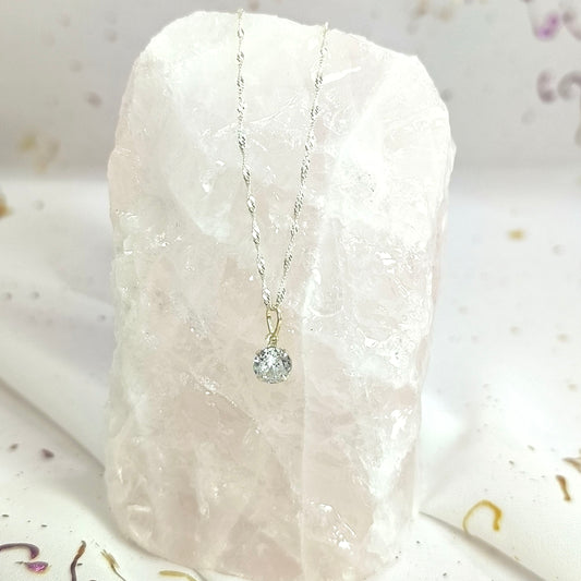 Collar Plata 925 Singapur 1,5MM + Colgante Punto De Luz 6MM