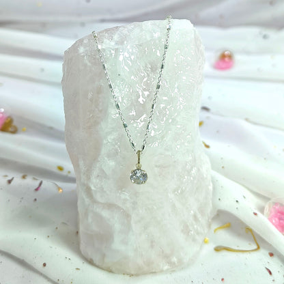 Collar Plata 925 Rolo Tradicional con Hexágonos 1.4MM + Colgante Punto De Luz 6MM