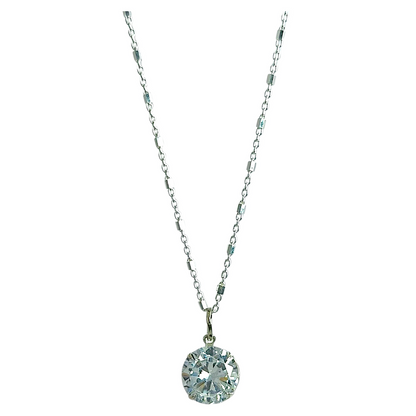 Collar Plata 925 Rolo Tradicional con Hexágonos 1.4MM + Colgante Punto De Luz 10MM