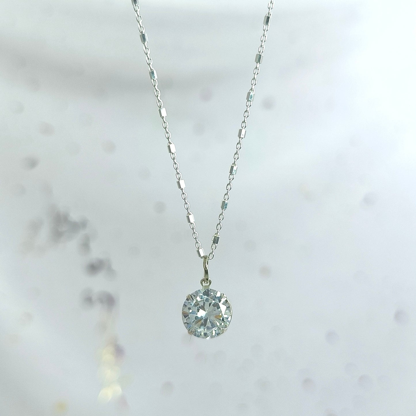 Collar Plata 925 Rolo Tradicional con Hexágonos 1.4MM + Colgante Punto De Luz 10MM