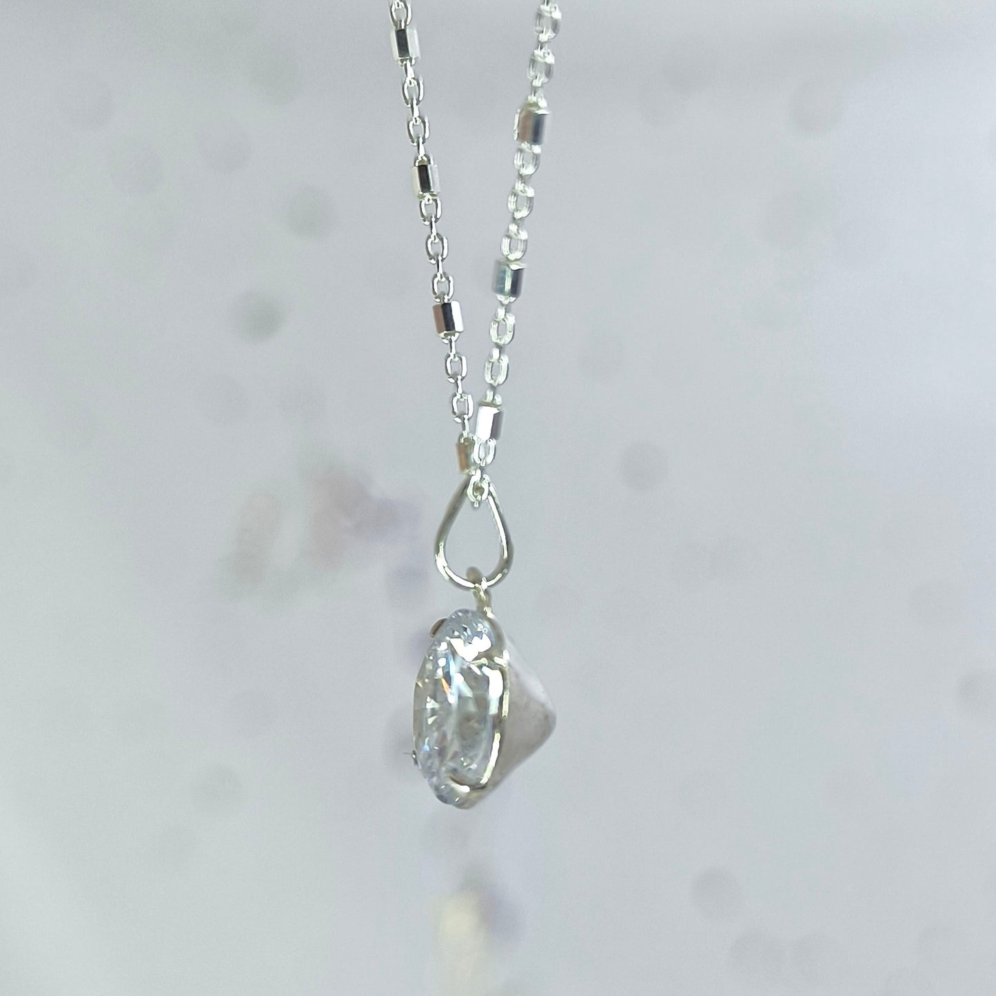 Collar Plata 925 Rolo Tradicional con Hexágonos 1.4MM + Colgante Punto De Luz 10MM