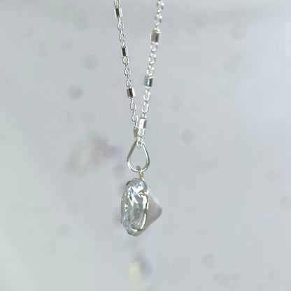 Collar Plata 925 Rolo Tradicional con Hexágonos 1.4MM + Colgante Punto De Luz 10MM