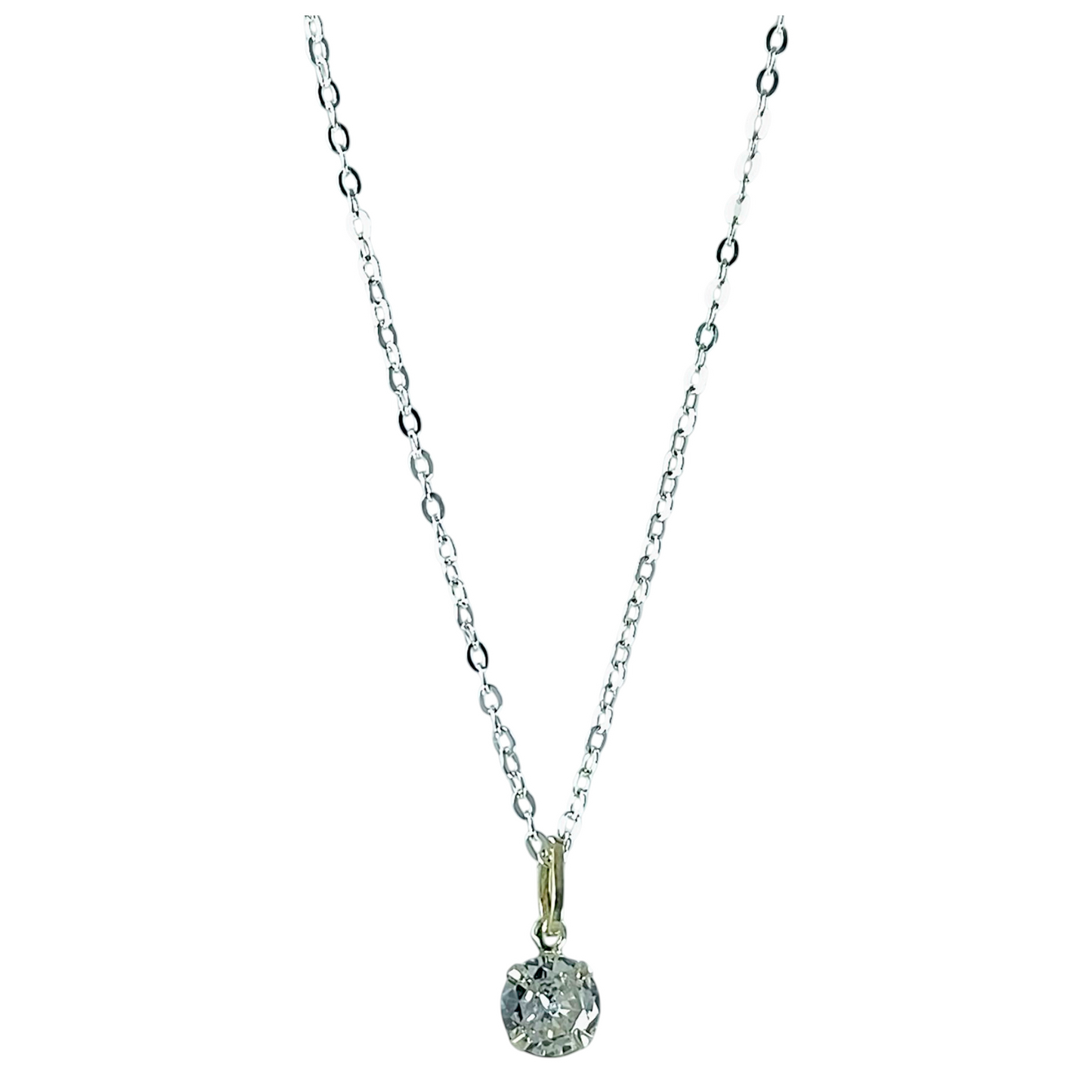 Collar Plata 925 Rolo 1MM + Colgante Punto De Luz 6MM