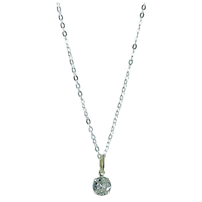 Collar Plata 925 Rolo 1MM + Colgante Punto De Luz 6MM