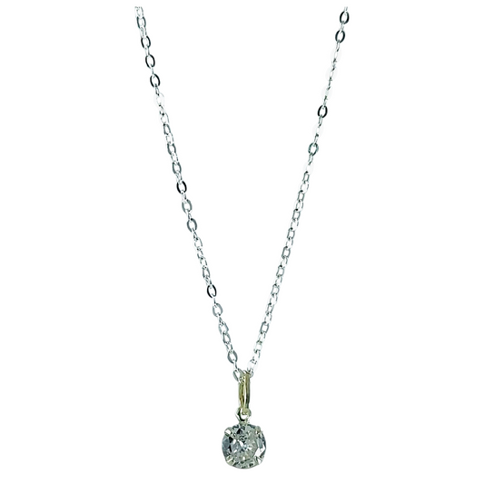 Collar Plata 925 Rolo 1MM + Colgante Punto De Luz 6MM