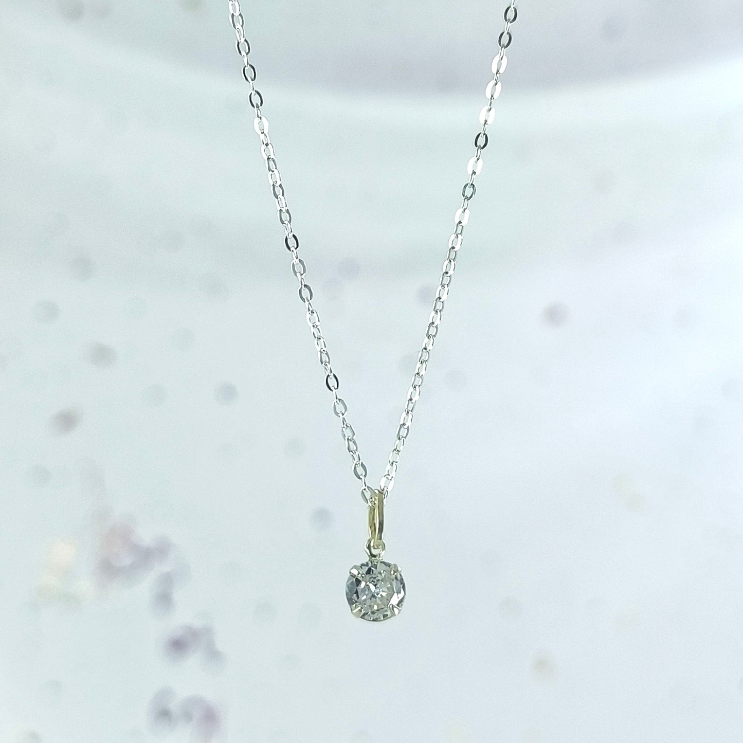 Collar Plata 925 Rolo 1MM + Colgante Punto De Luz 6MM