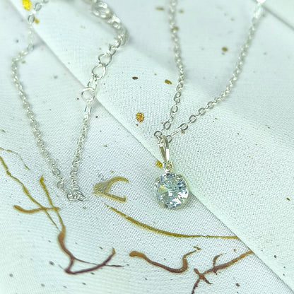 Collar Plata 925 Rolo 1MM + Colgante Punto De Luz 6MM