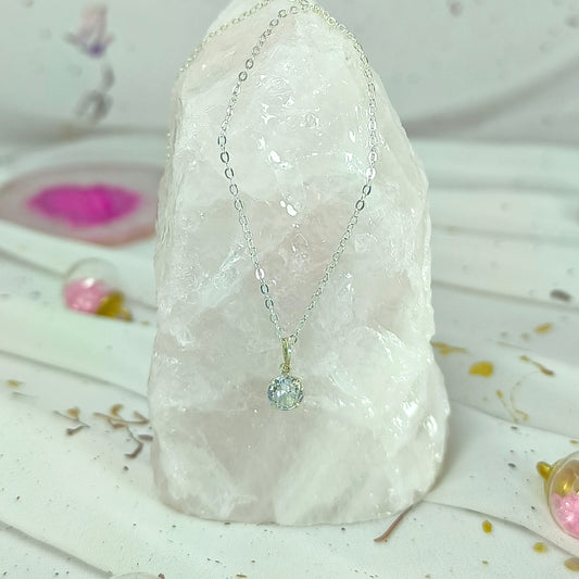 Collar Plata 925 Rolo 1MM + Colgante Punto De Luz 6MM