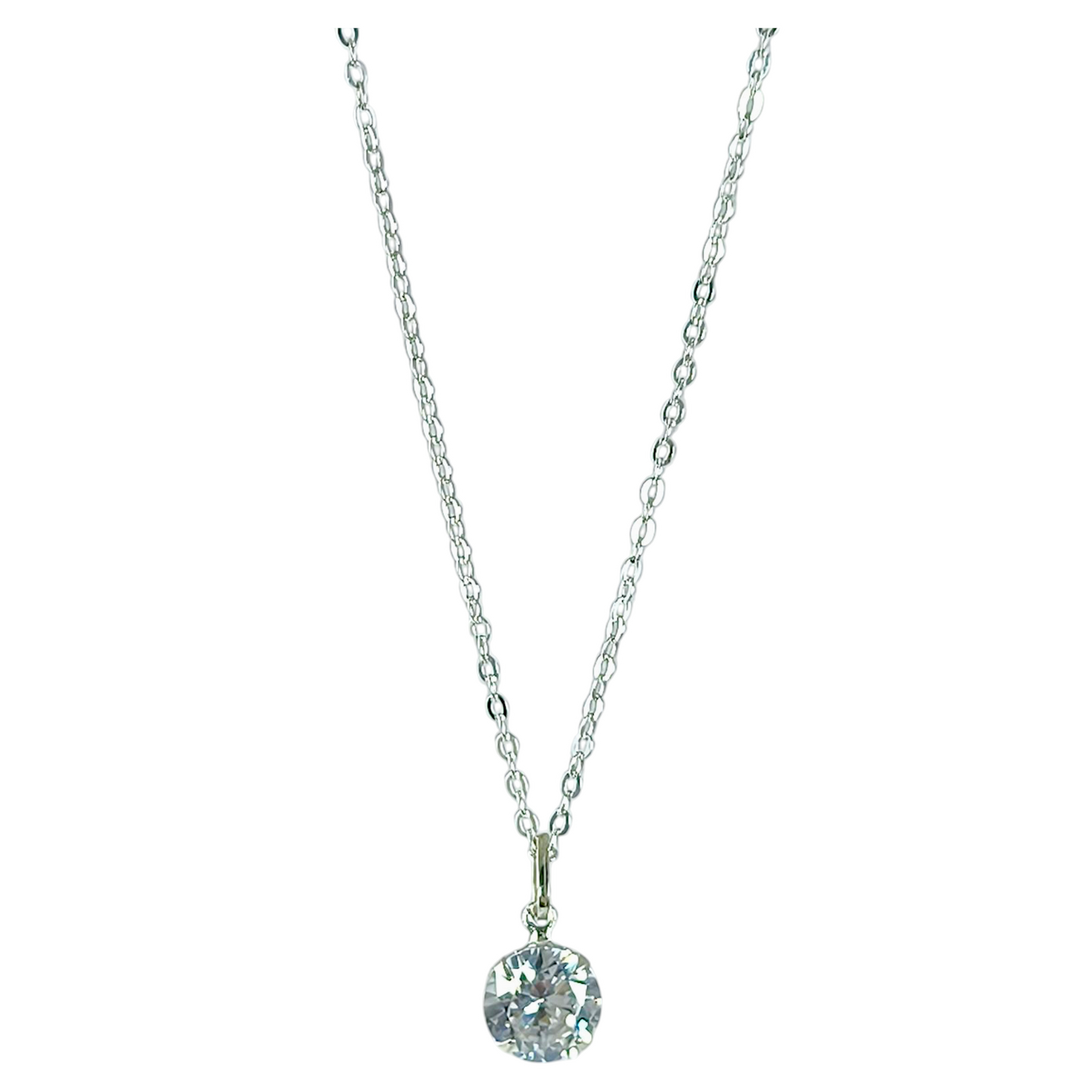 Collar Plata 925 Rolo 1MM + Colgante Punto De Luz 8MM