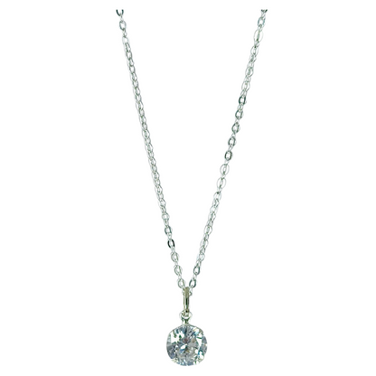 Collar Plata 925 Rolo 1MM + Colgante Punto De Luz 8MM