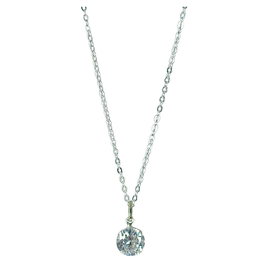 Collar Plata 925 Rolo 1MM + Colgante Punto De Luz 8MM