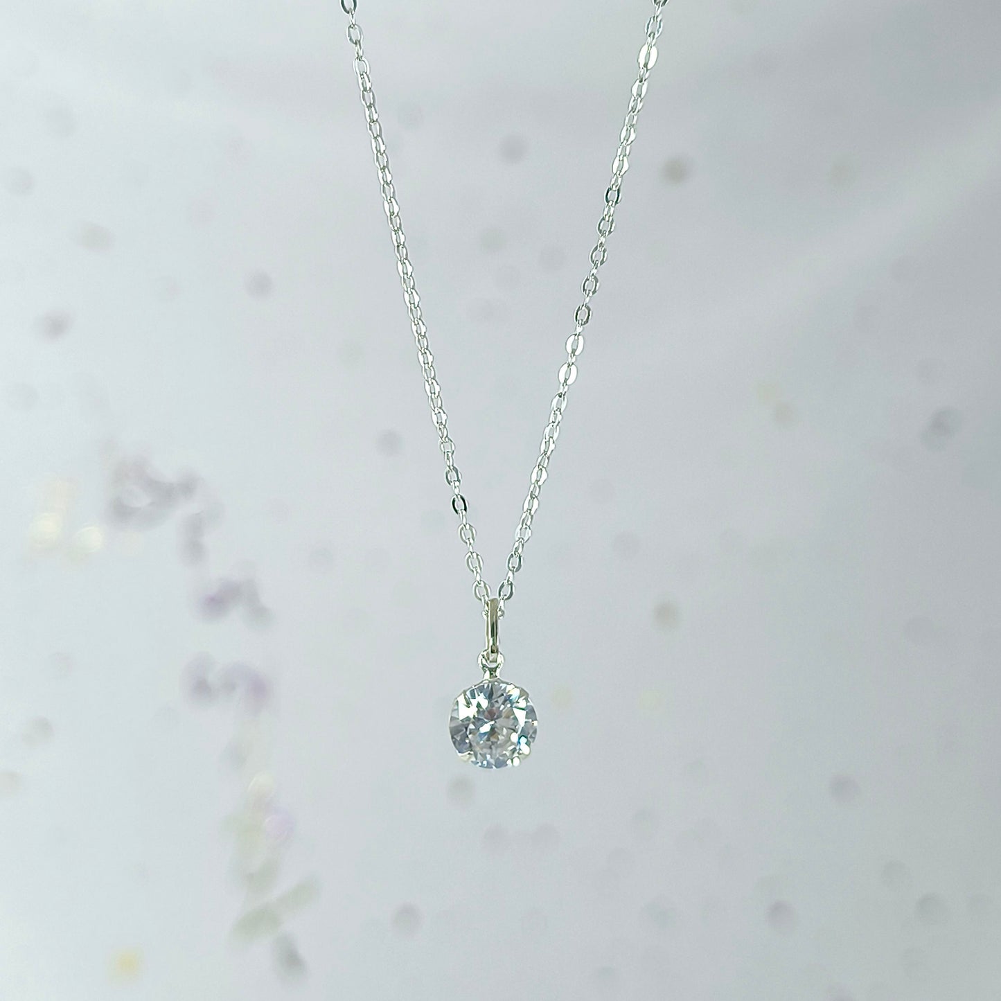 Collar Plata 925 Rolo 1MM + Colgante Punto De Luz 8MM