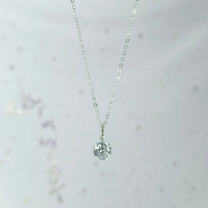 Collar Plata 925 Rolo 1MM + Colgante Punto De Luz 8MM