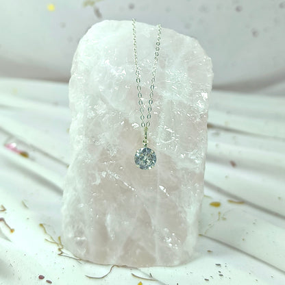 Collar Plata 925 Rolo 1MM + Colgante Punto De Luz 8MM