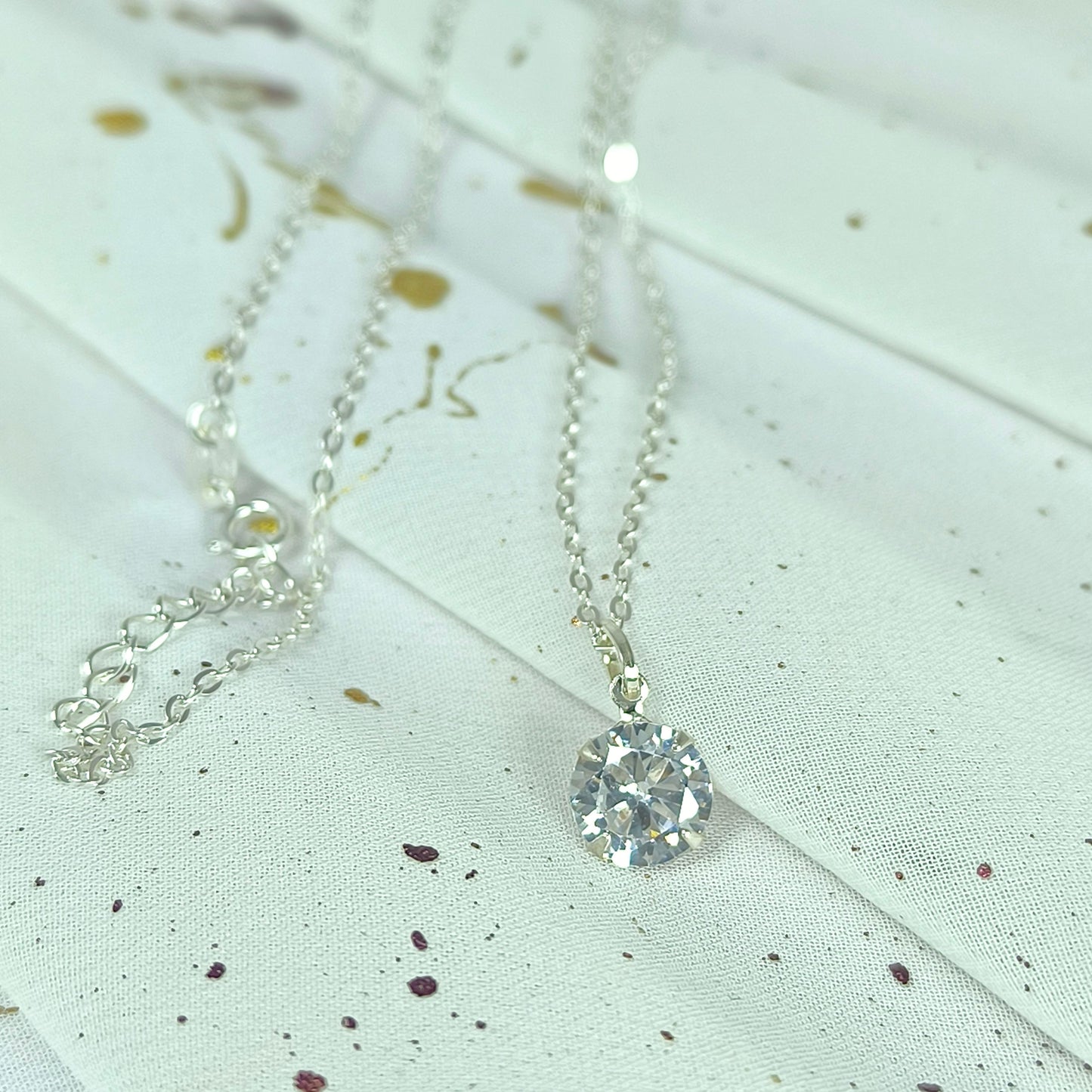 Collar Plata 925 Rolo 1MM + Colgante Punto De Luz 8MM