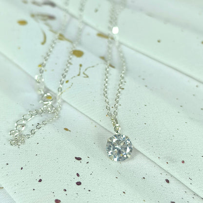 Collar Plata 925 Rolo 1MM + Colgante Punto De Luz 8MM