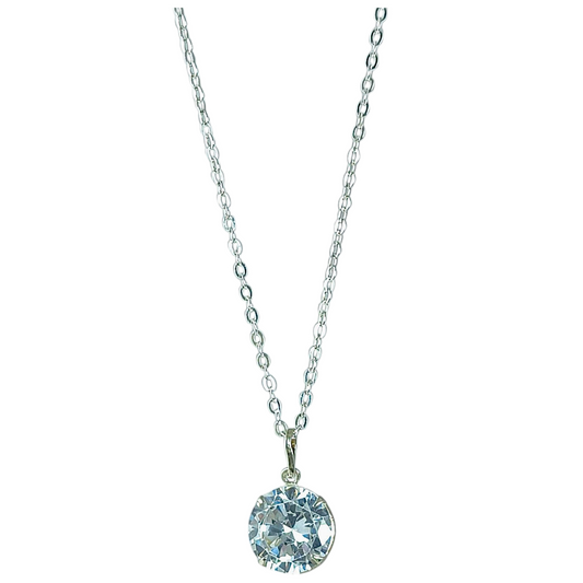 Collar Plata 925 Rolo 1MM + Colgante Punto De Luz 10MM