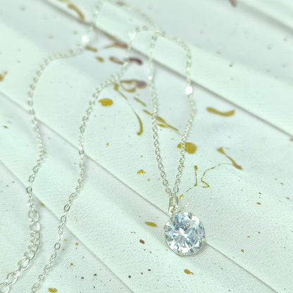 Collar Plata 925 Rolo 1MM + Colgante Punto De Luz 10MM