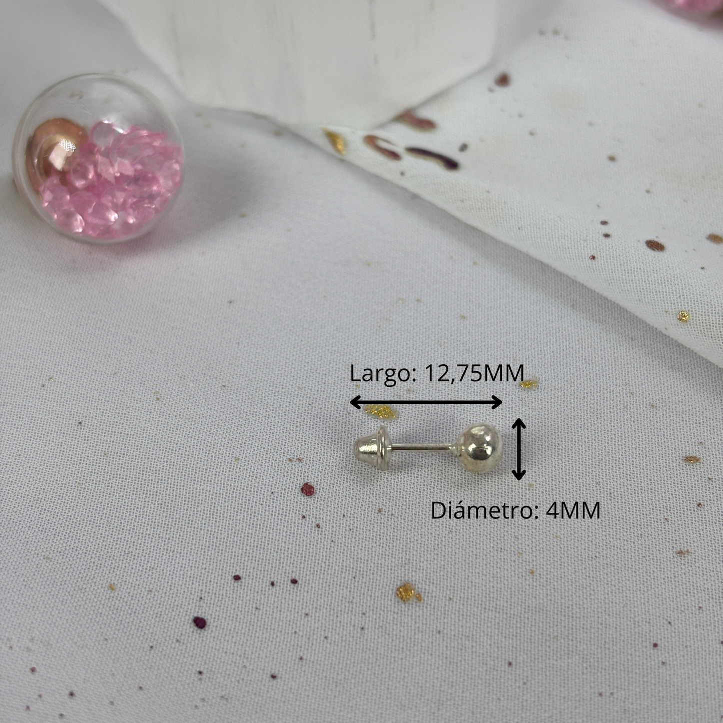 Aros Plata 925 Esfera  - Tope Seguridad