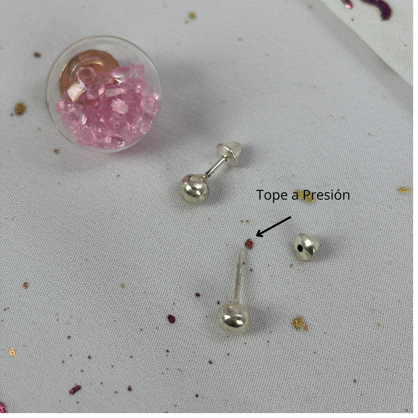 Aros Plata 925 Esfera  - Tope Seguridad