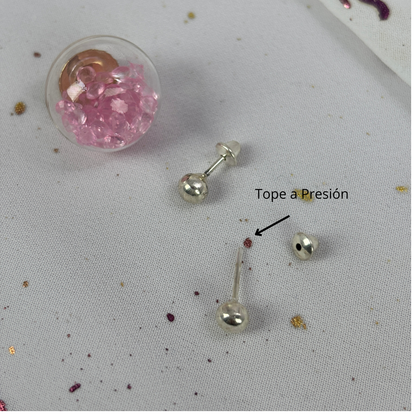 Aros Plata 925 Esfera  - Tope Seguridad