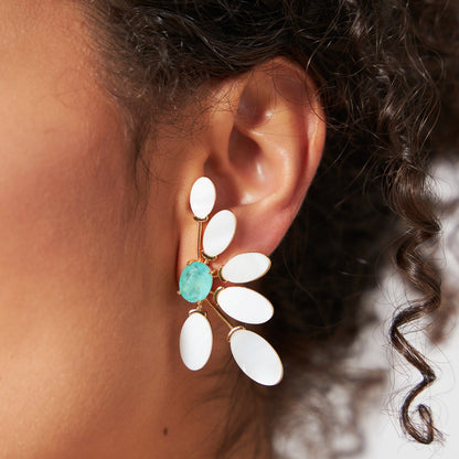 Aros Ear Cuff Enchapado En Oro 18k Margarita Nacar y Turmalina