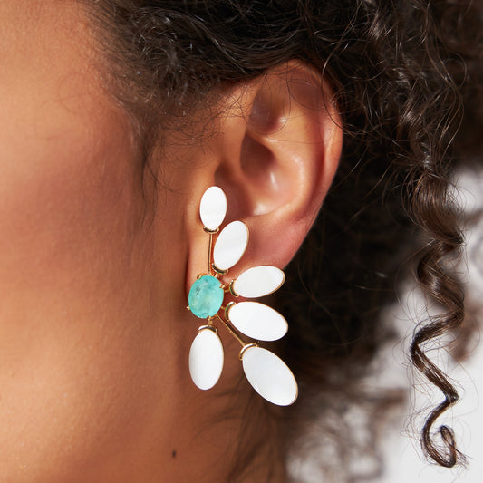 Aros Ear Cuff Enchapado En Oro 18k Margarita Nacar y Turmalina