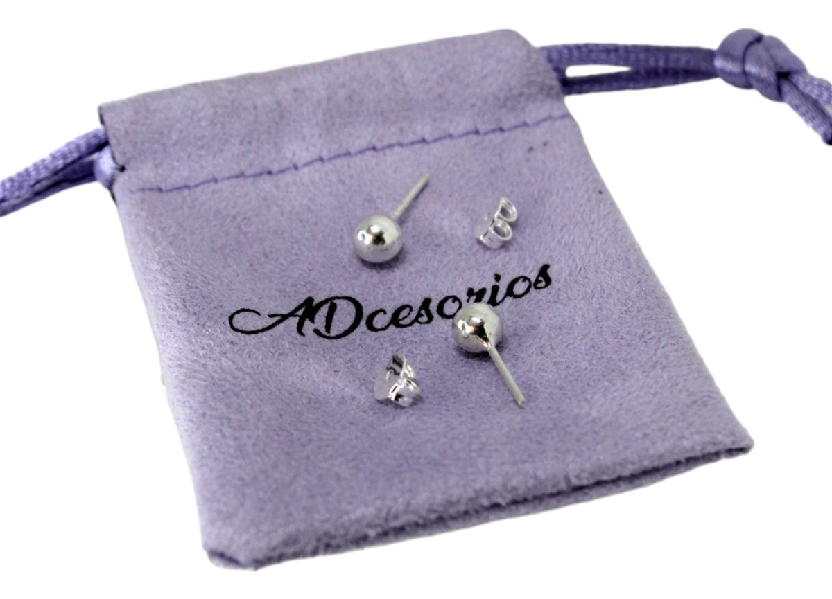 Aros de Plata 925 con Esfera Lisa – Diseño Clásico para Mujer