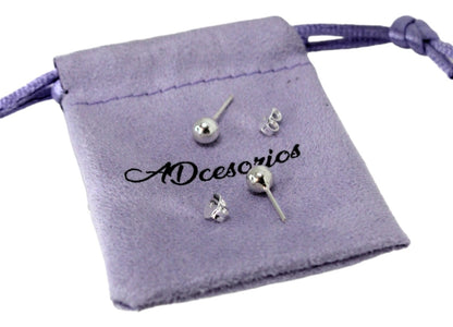 Aros de Plata 925 con Esfera Lisa – Diseño Clásico para Mujer