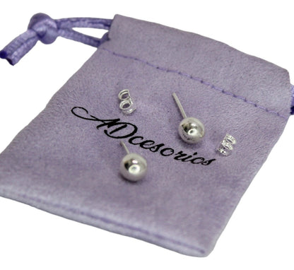 Aros de Plata 925 con Esfera Lisa – Diseño Clásico para Mujer