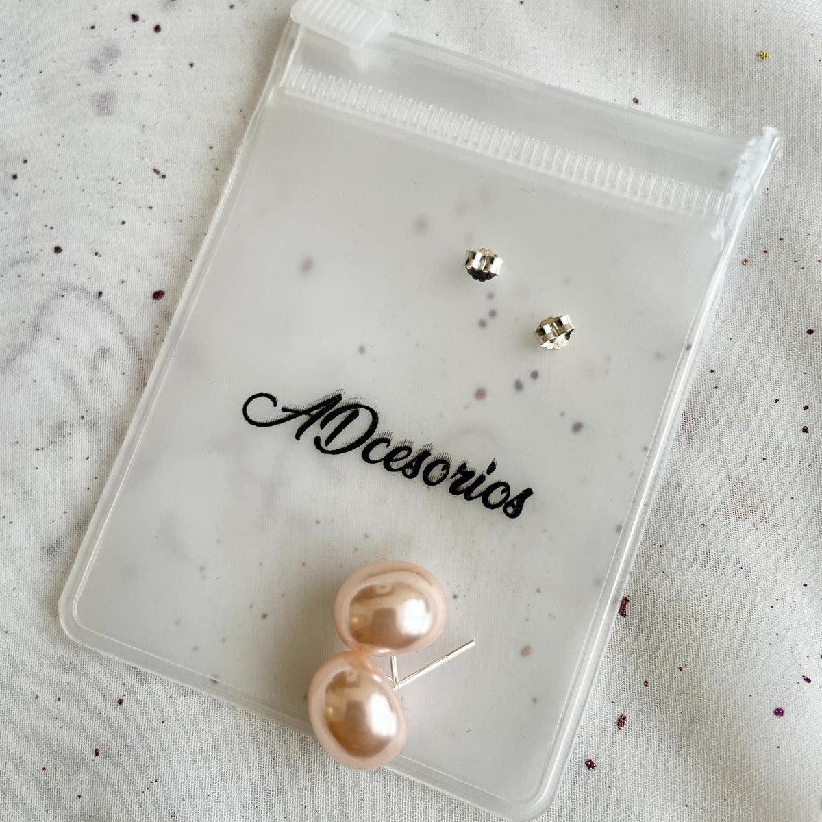 Aros Plata 925 Perla Achatada 12MM