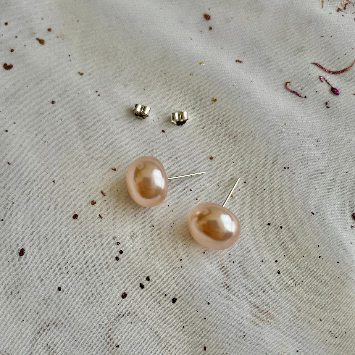 Aros Plata 925 Perla Achatada 12MM