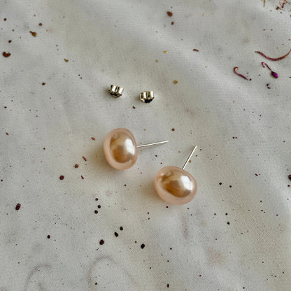 Aros Plata 925 Perla Achatada 12MM