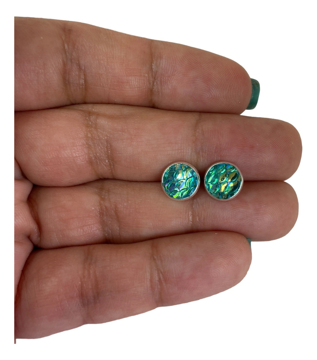 Aros Plata 925 Sirena Turquesa