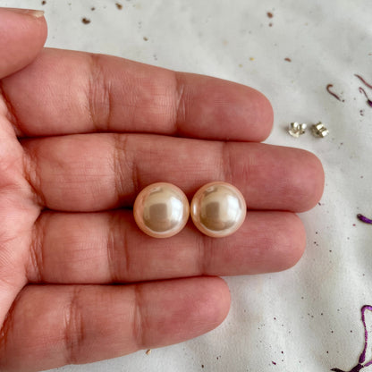 Aros Plata 925 Perla Achatada 12MM