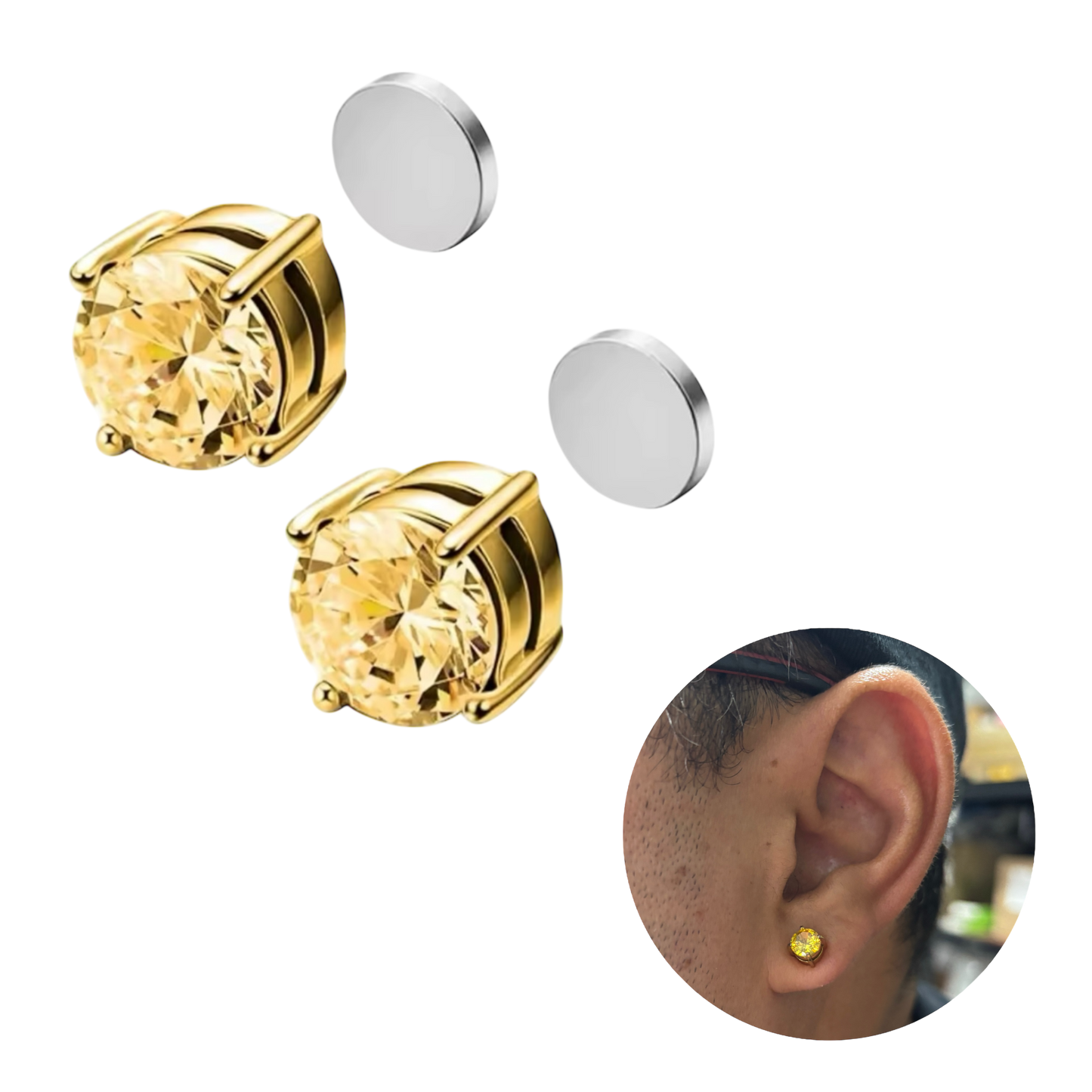 Aros Imán Punto de luz Dorado Circón Dorado Redondo 6MM