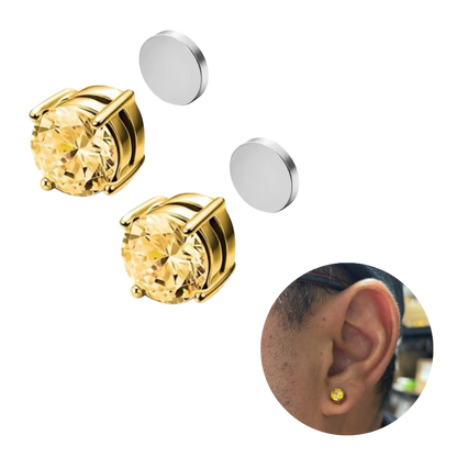 Aros Imán Punto de luz Dorado Circón Dorado Redondo 6MM