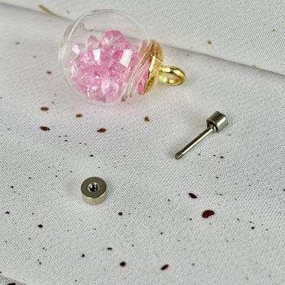 Mini Aros Acero Quirúrgico Plateado Circón Rosa 3MM - Tope Tornillo