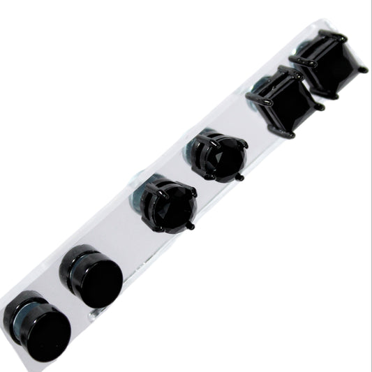 3 Pares Aros Imán Negros 6MM