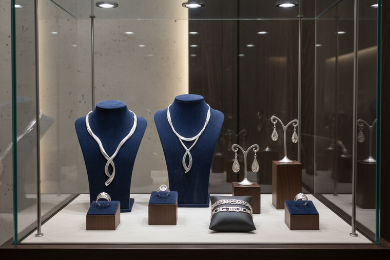 realiza la imagen con joyas de plata con estilo, exclusividad, confianza, experiencia y conocimiento procurando que dicha imagen no muestra carteles con letras ni mensajes. 